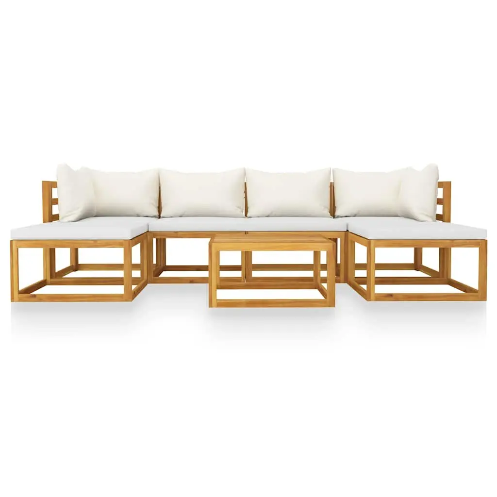 Garden Lounge Set 7 Piece Outdoor Furniture Sofa Coffee Table Cushion Cream