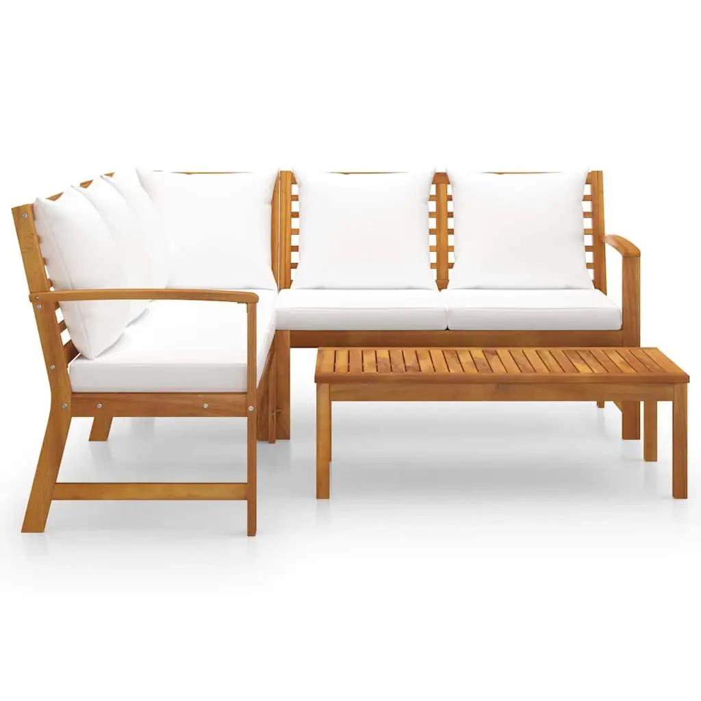 4 Piece Garden Lounge Set Outdoor Patio Sofa with Coffee Table Cushion Cream
