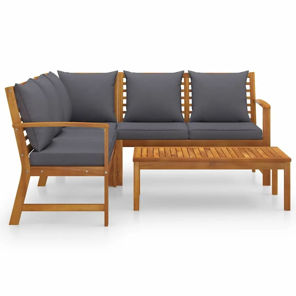 4 Piece Garden Lounge Set with Cushions Coffee Table Outdoor Patio Furniture