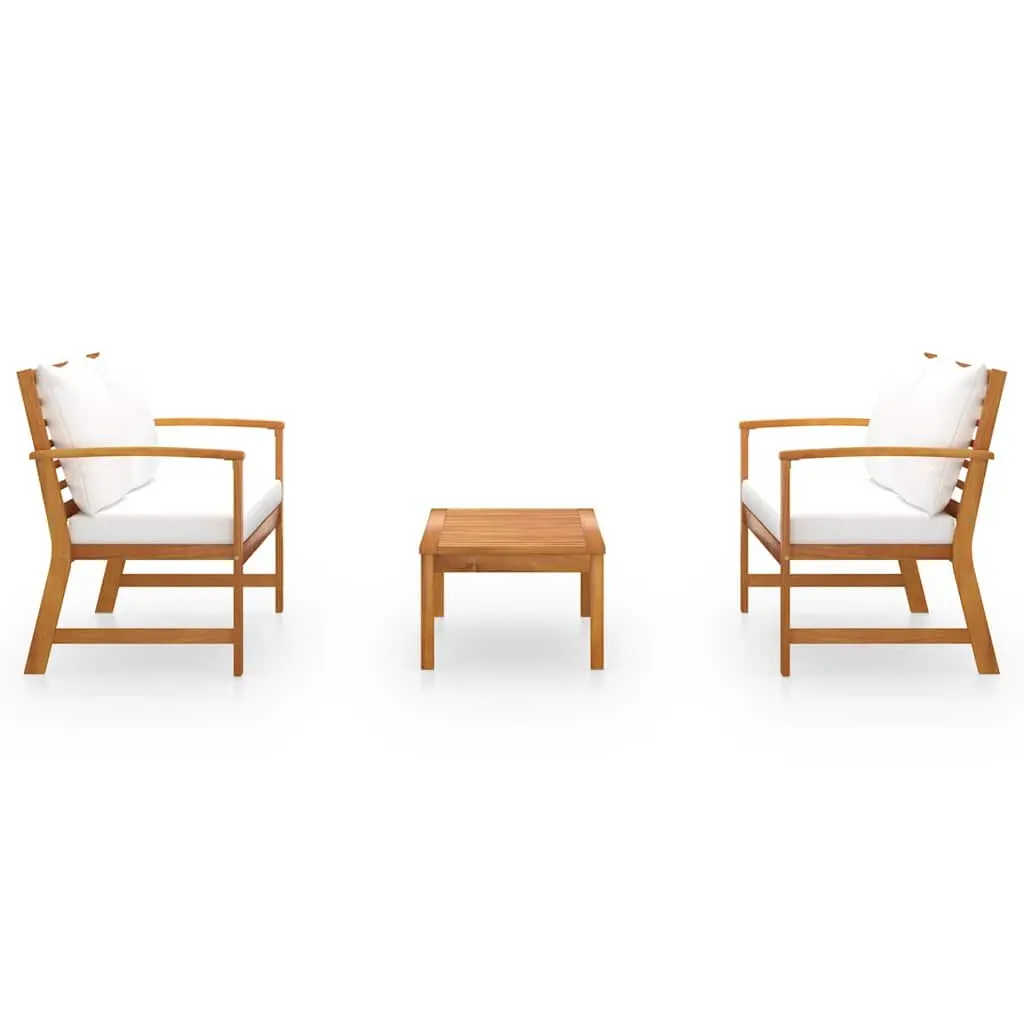 Outdoor Lounge Set Solid Acacia Wood Frame Removable Cushions Coffee Table