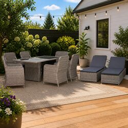 Your New 9 Piece Outdoor Dining Set with Brown Cushions