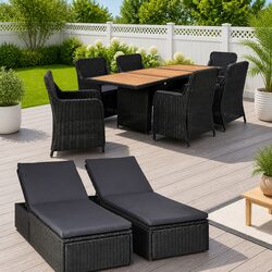 Charming 9 Piece Outdoor Lounge Set with Acacia Wood Table