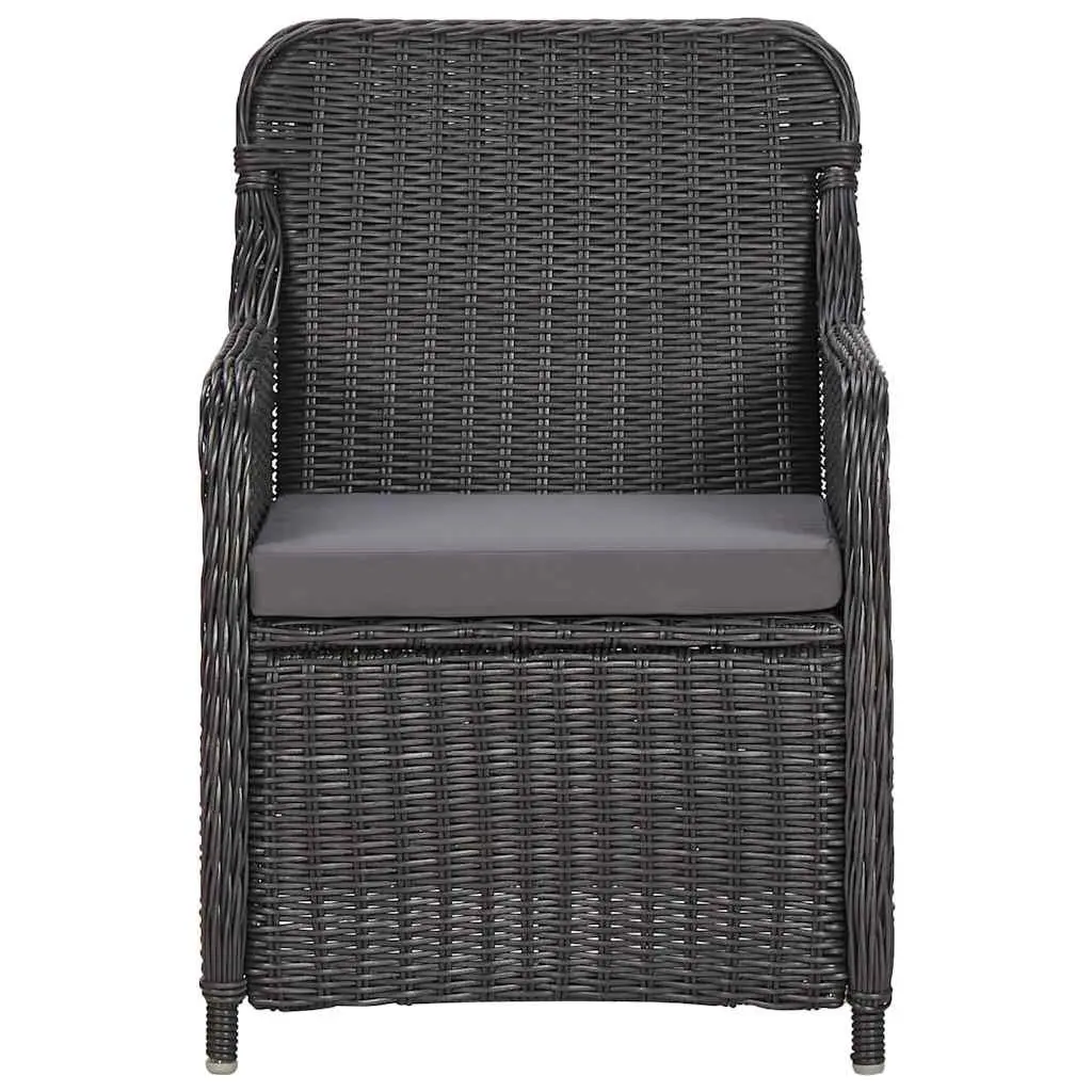Outdoor Dining Set 7 Piece Half Round Poly Rattan Garden Patio Furniture Black