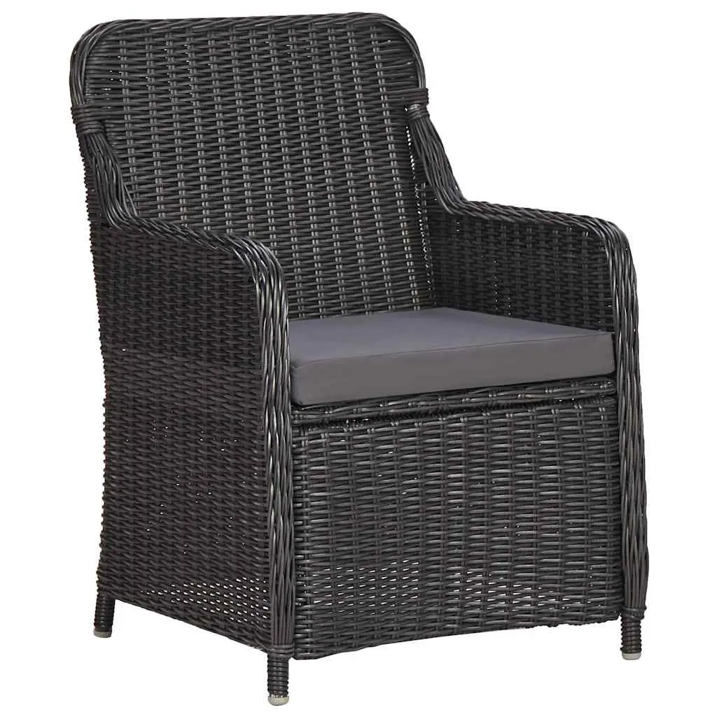 Outdoor Dining Set 7 Piece Half Round Poly Rattan Garden Patio Furniture Black