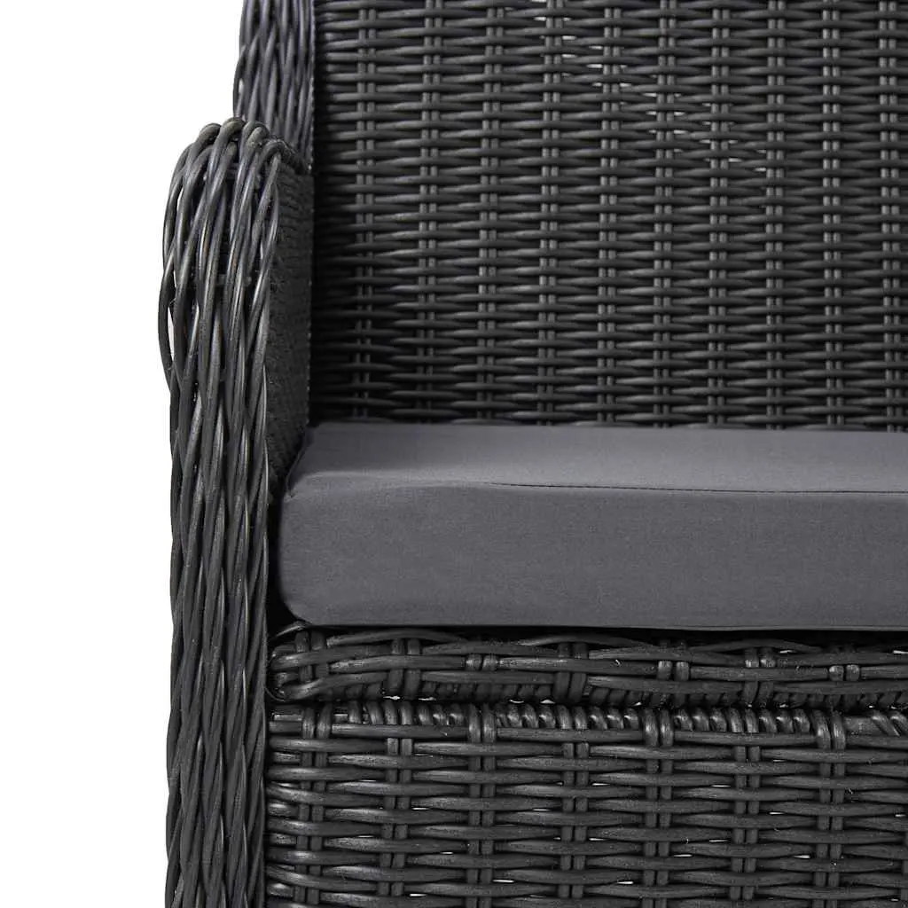 Outdoor Dining Set 7 Piece Half Round Poly Rattan Garden Patio Furniture Black