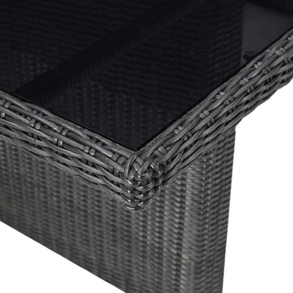 9 Piece Outdoor Patio Furniture Set Half Round Poly Rattan Garden Dining Black