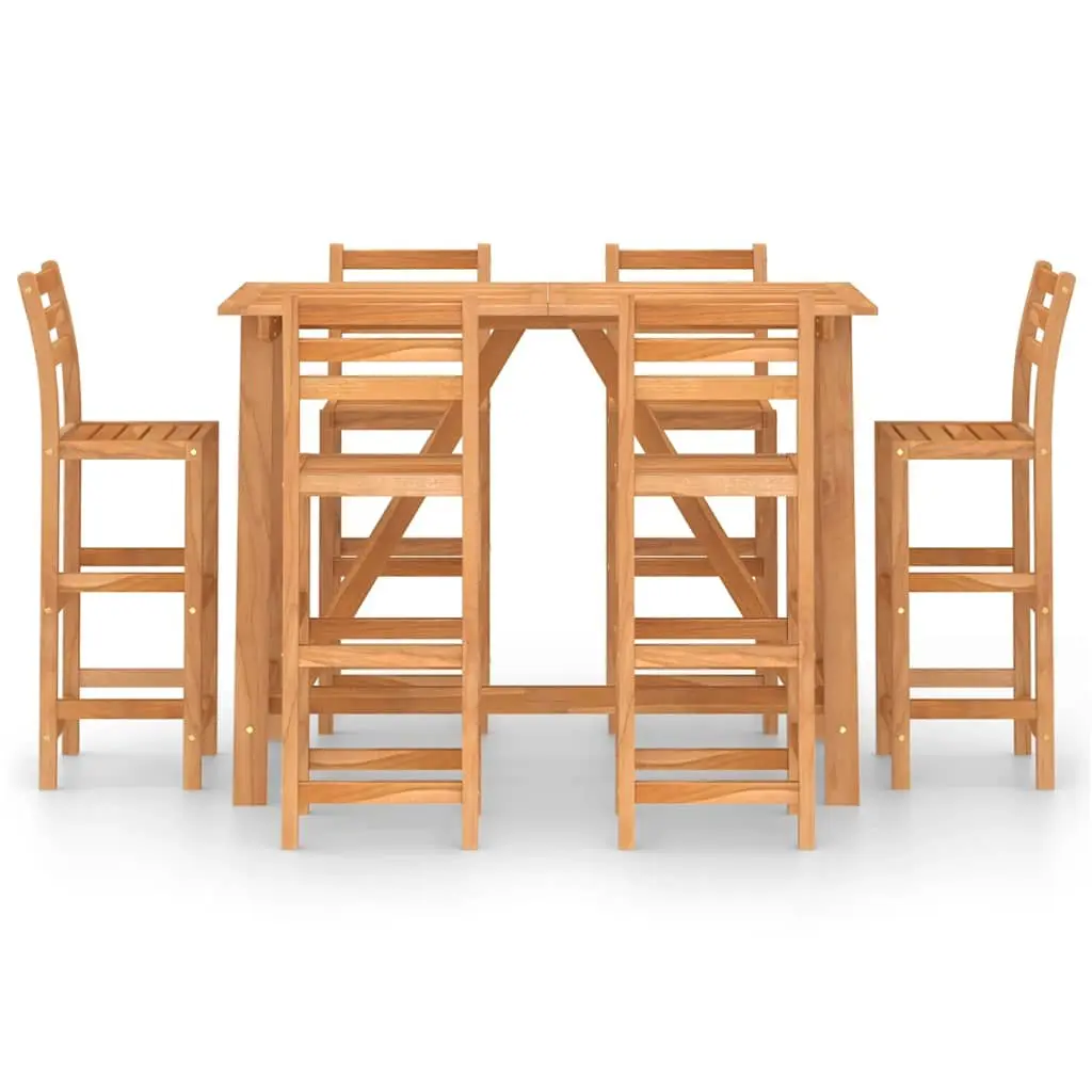 Outdoor Bar Set Solid Wood with Stools 7 Piece Patio Garden Furniture Brown