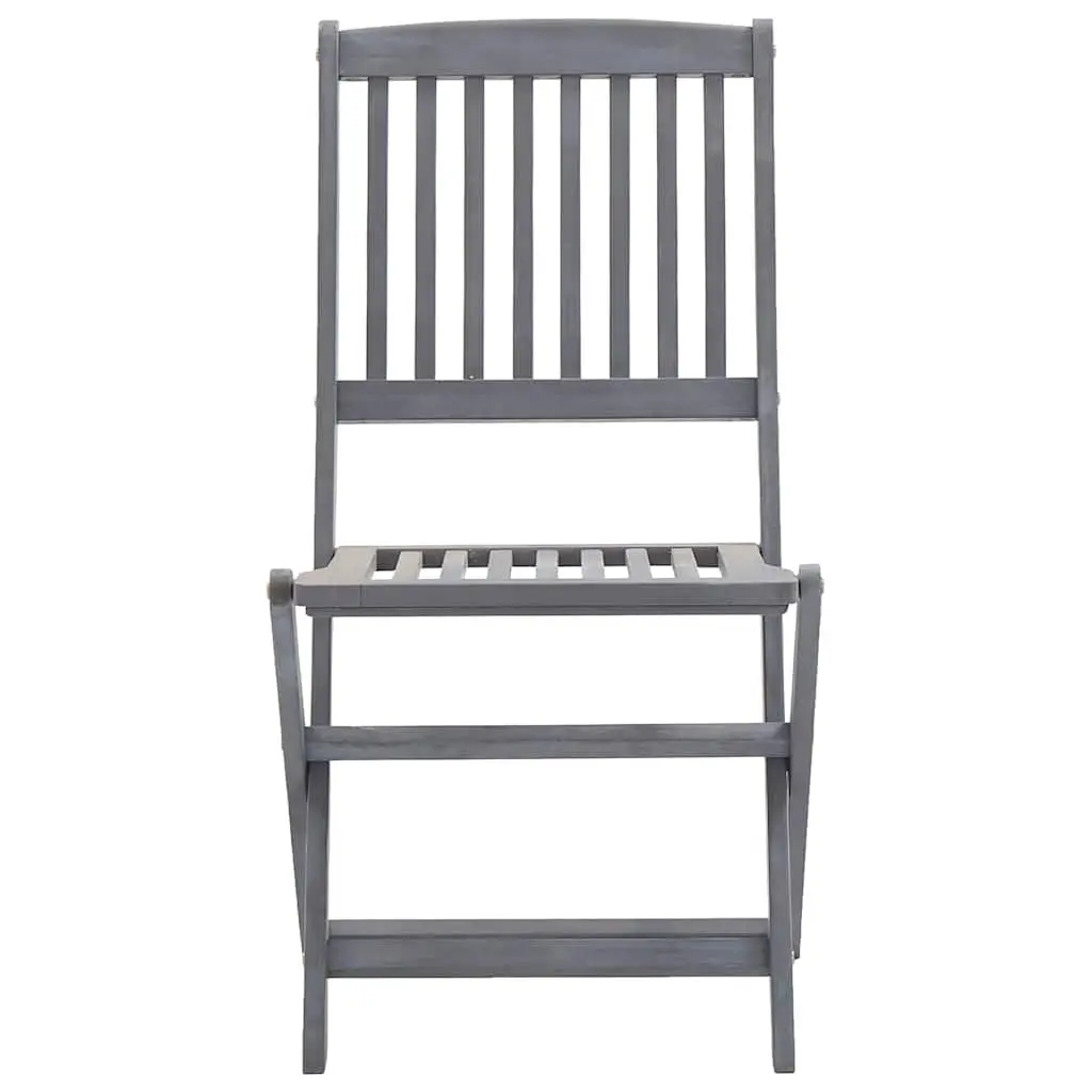 Garden Dining Set Foldable Solid Acacia Wood 7 Piece Grey