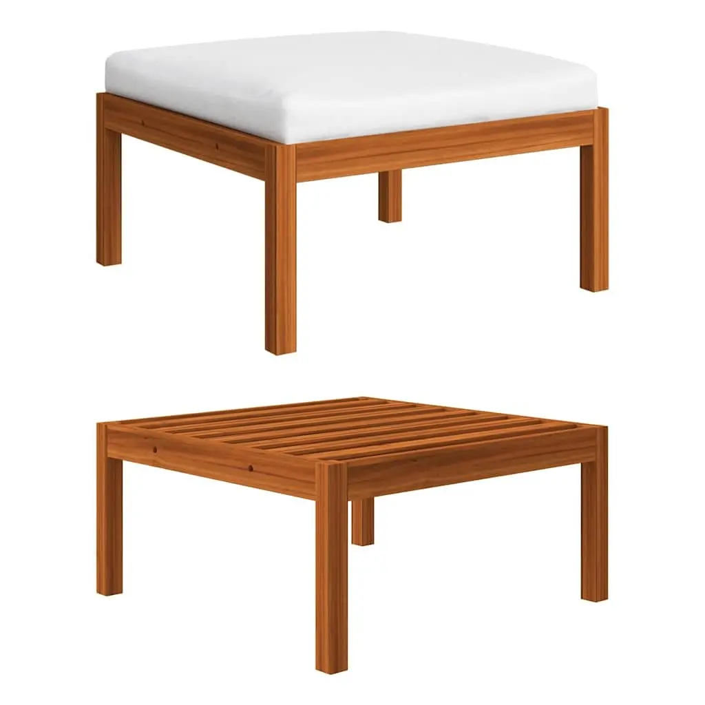 Outdoor Lounge Set 6 Piece Acacia Wood Rope Backrest White Garden Furniture