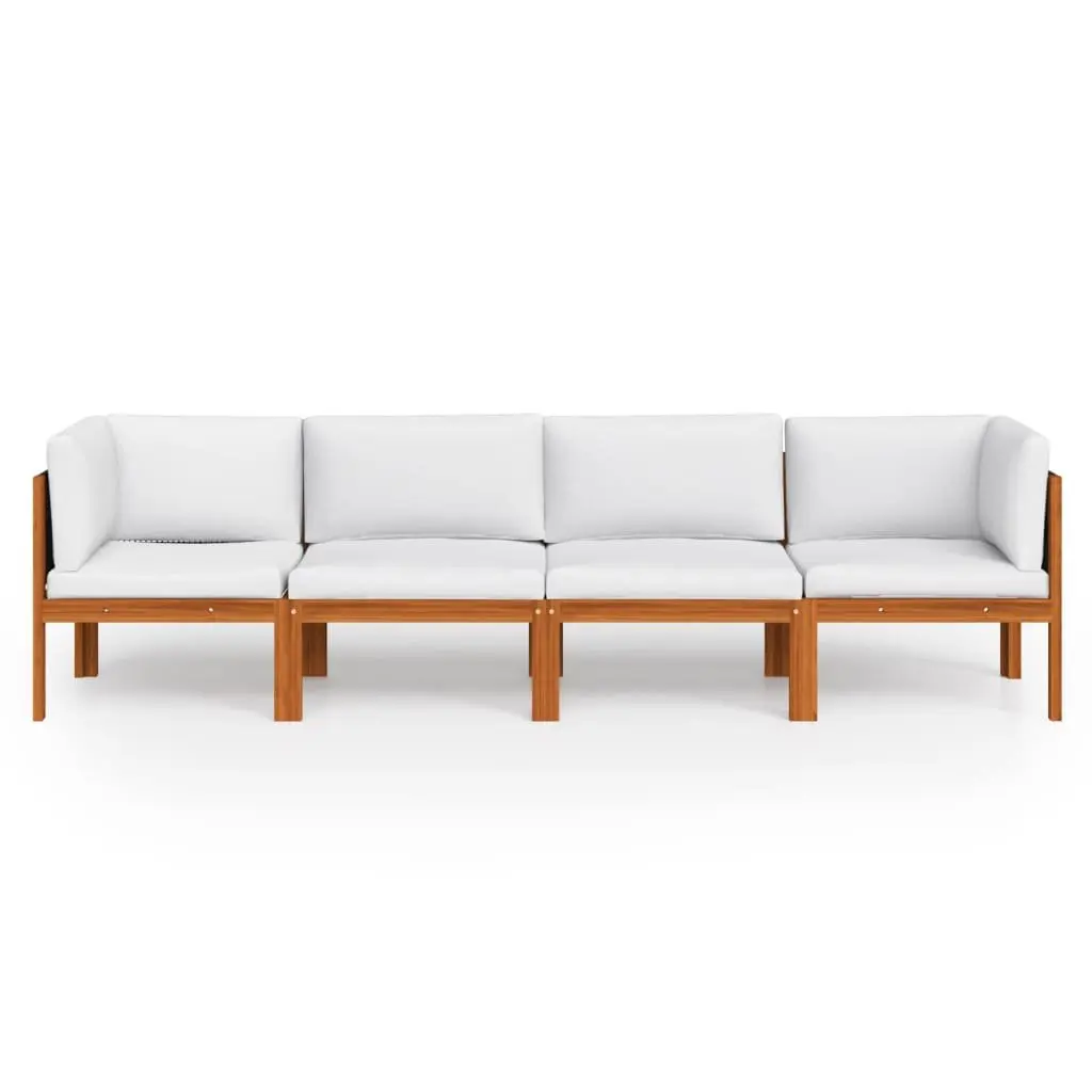 4-Seater Garden Sofa Rope Backrest Cream Outdoor Lounge Patio Furniture Set