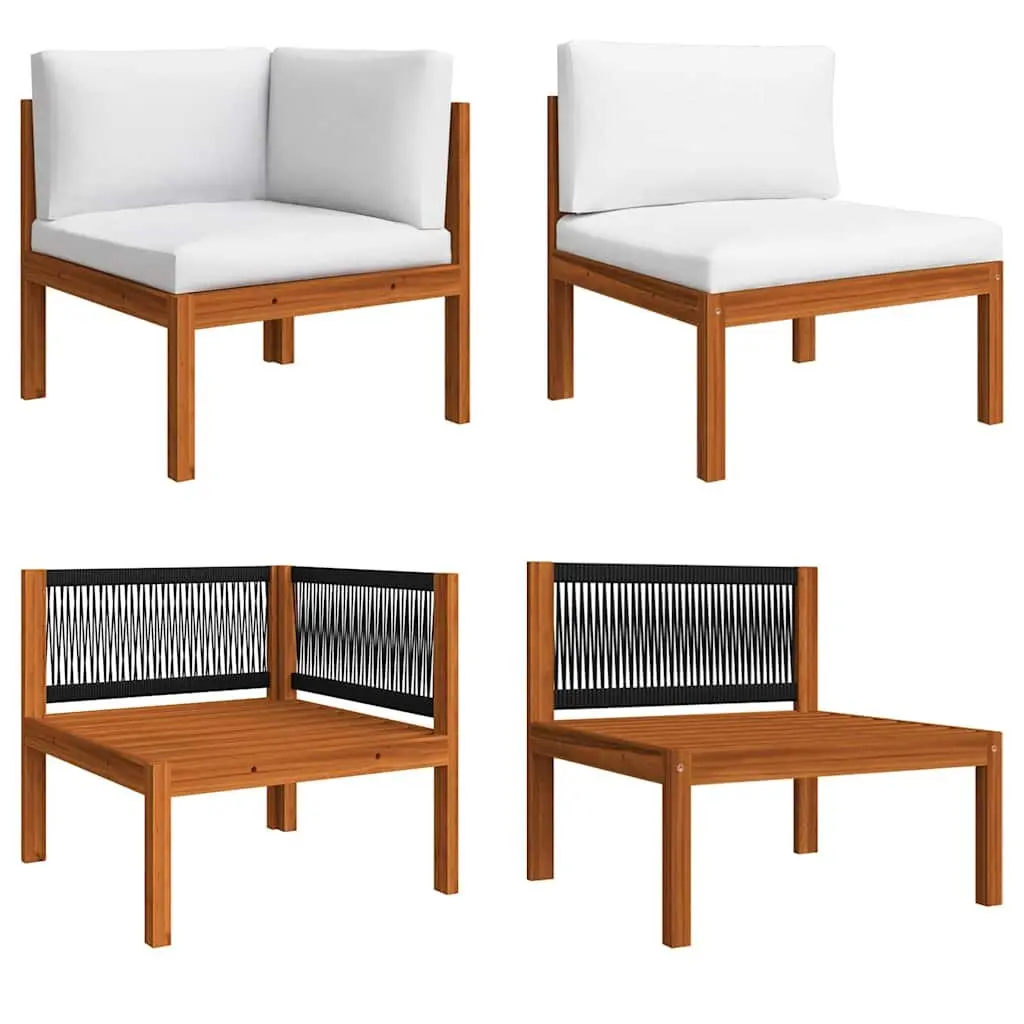 Garden Lounge Set 7 Piece Outdoor Furniture Patio Sofa with Rope Backrests and Cushions White