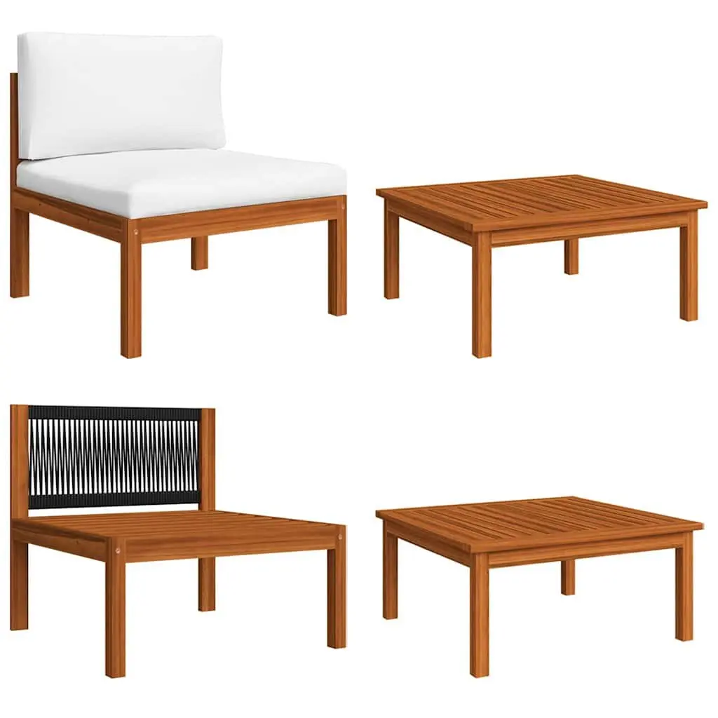 Garden Lounge Set 7 Piece Outdoor Furniture Patio Sofa with Rope Backrests and Cushions White