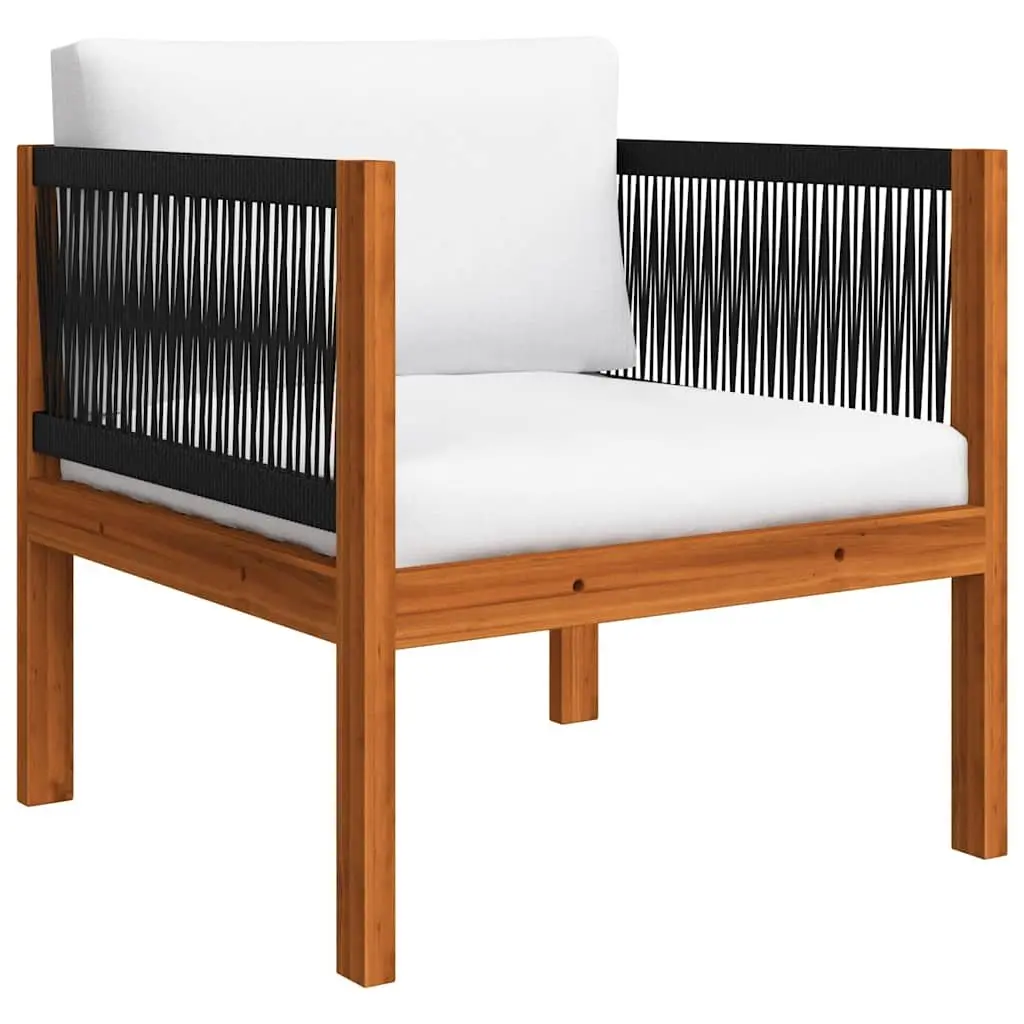 Garden Lounge Set 7 Piece Outdoor Furniture Patio Sofa with Rope Backrests and Cushions White