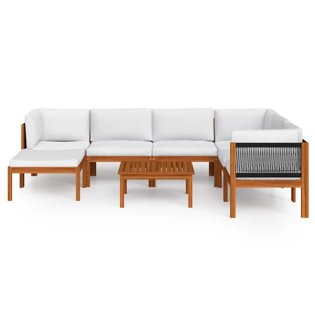 Garden Lounge Set 8 Piece Outdoor Furniture Rope Backrest Patio Sofa with