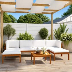 7 Piece Garden Lounge Set Modular Outdoor Furniture Rope Woven Backrest Cushions