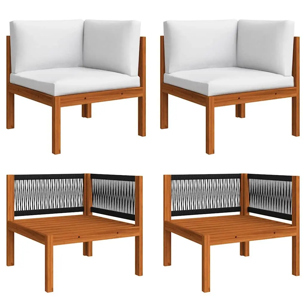 Garden Lounge Set Rope Woven Backrest 6 Piece Outdoor Furniture Cream