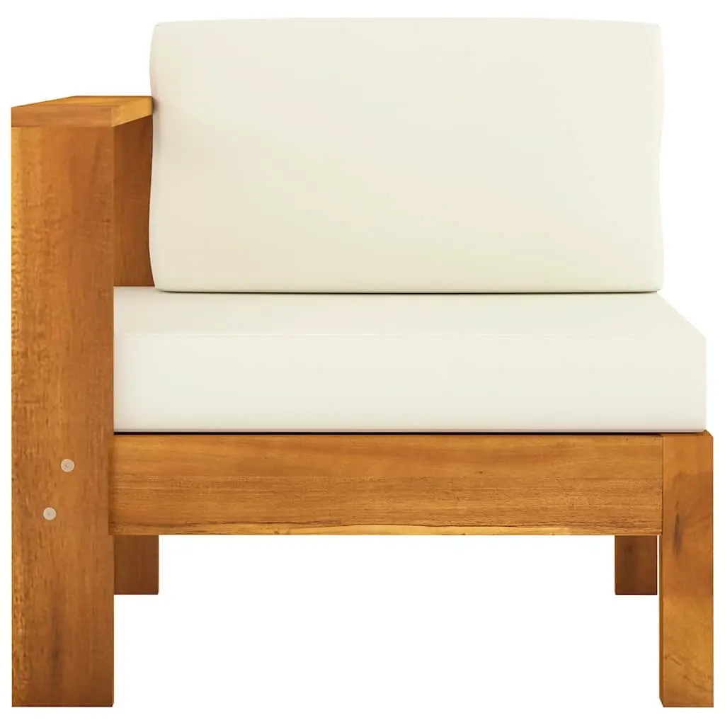 3-Seater Garden Sofa Solid Wood Frame Cream Cushions Outdoor Patio Furniture