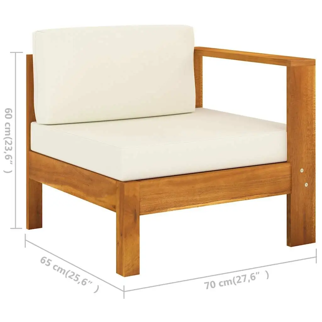 Outdoor Lounge Couch Solid Acacia Wood 4-Seater with Cream Cushions