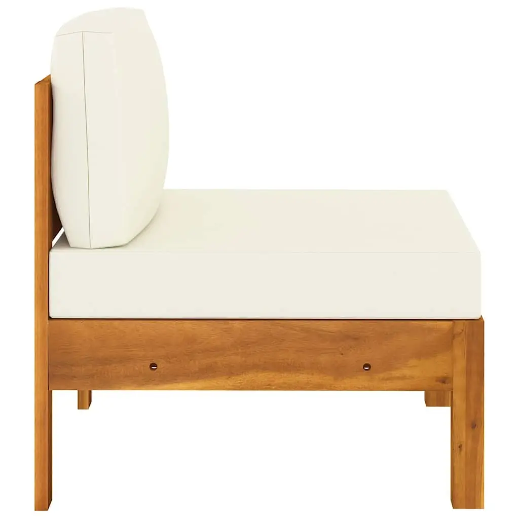 Outdoor Lounge Couch Solid Acacia Wood 4-Seater with Cream Cushions