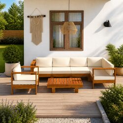 Friendly 7 Piece Acacia Wood Lounge Set for Your Outdoor Space