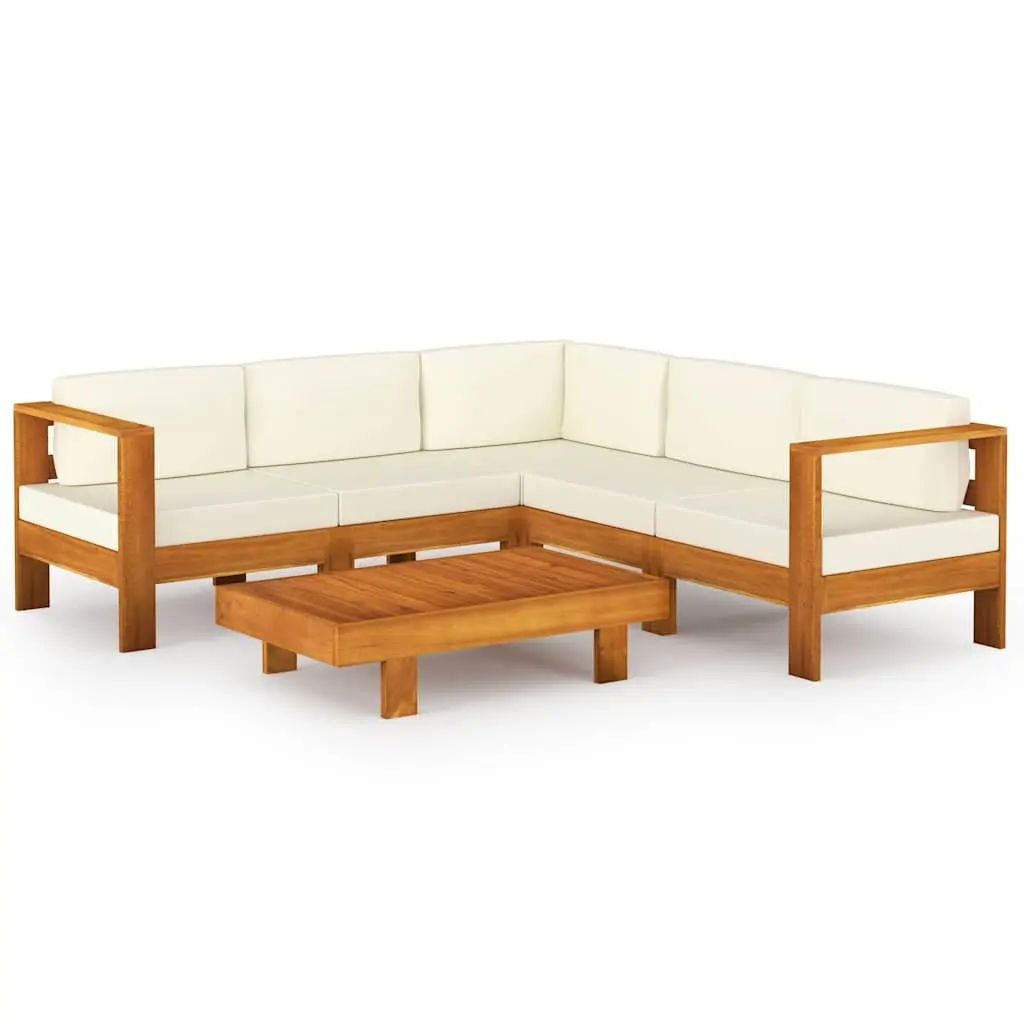 6 Piece Garden Lounge Set Acacia Wood Outdoor Patio Furniture with Cushions