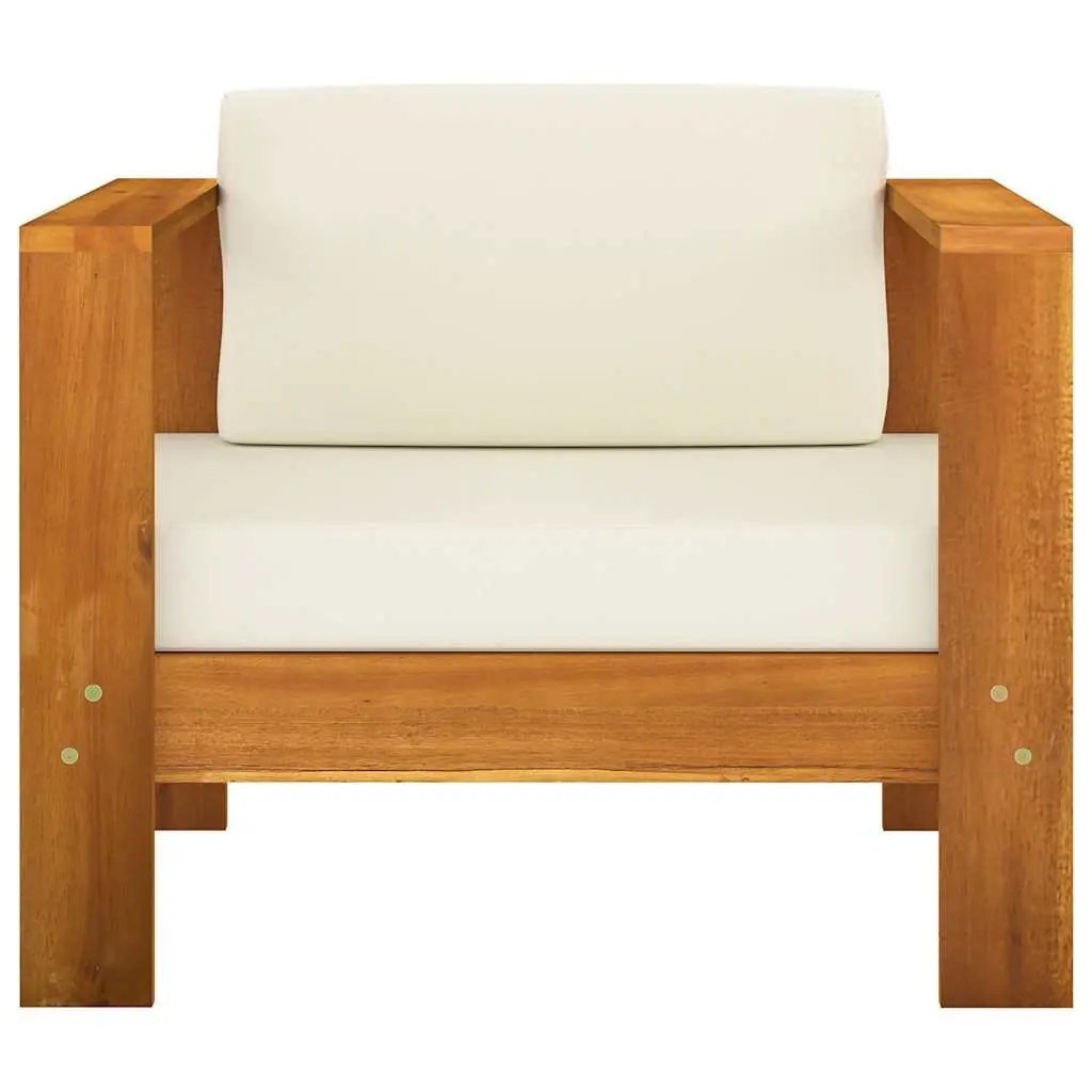 8 Piece Garden Lounge Set Acacia Wood White with Cushions