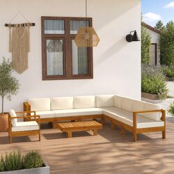 Friendly 9 Piece Garden Lounge Set - Acacia Wood & Cushions