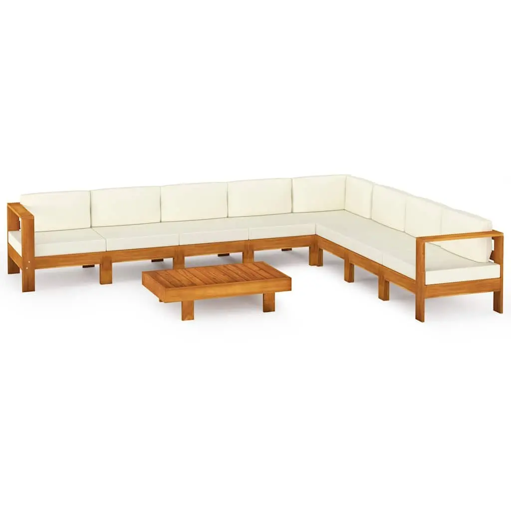 Garden Lounge Set 9 Piece Outdoor Furniture with Cushions Acacia Wood Patio