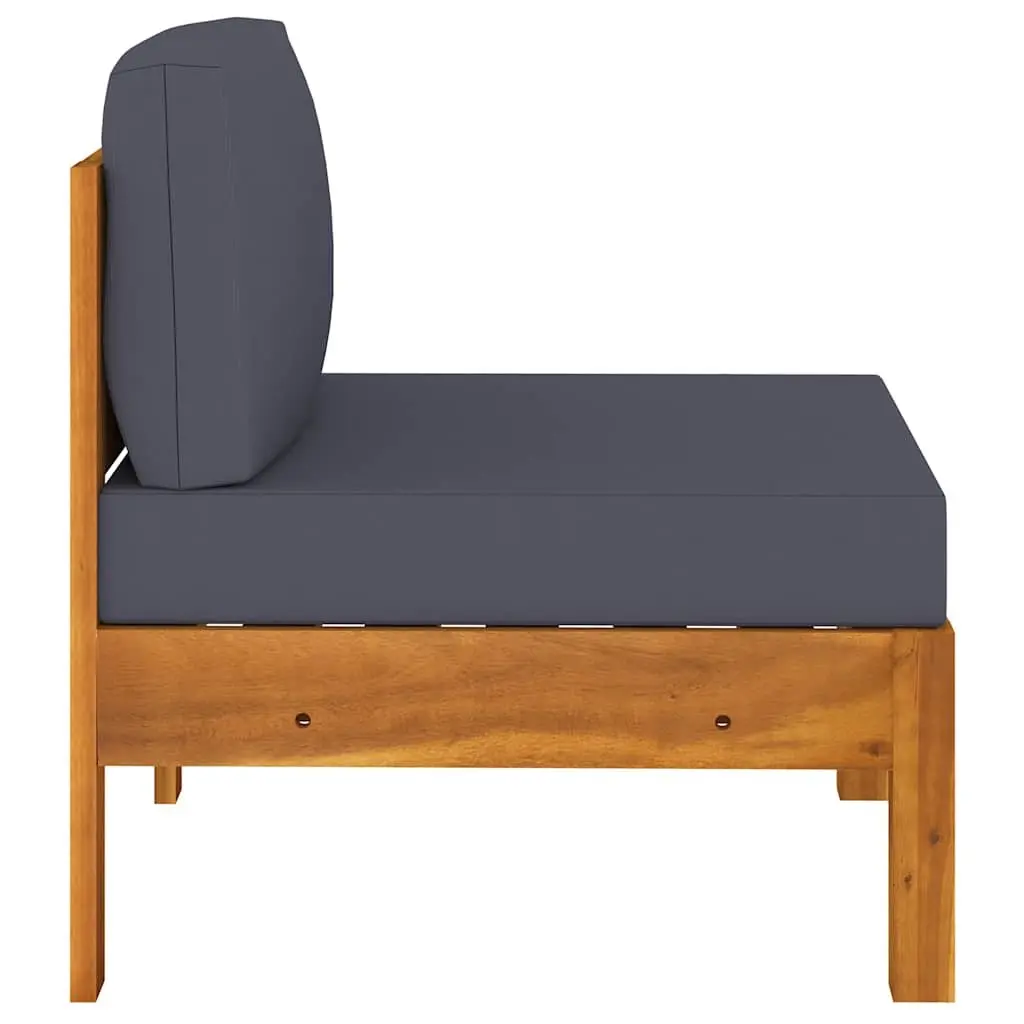 Acacia Wood 3-Seater Garden Sofa Outdoor Furniture with Thick Grey Cushions