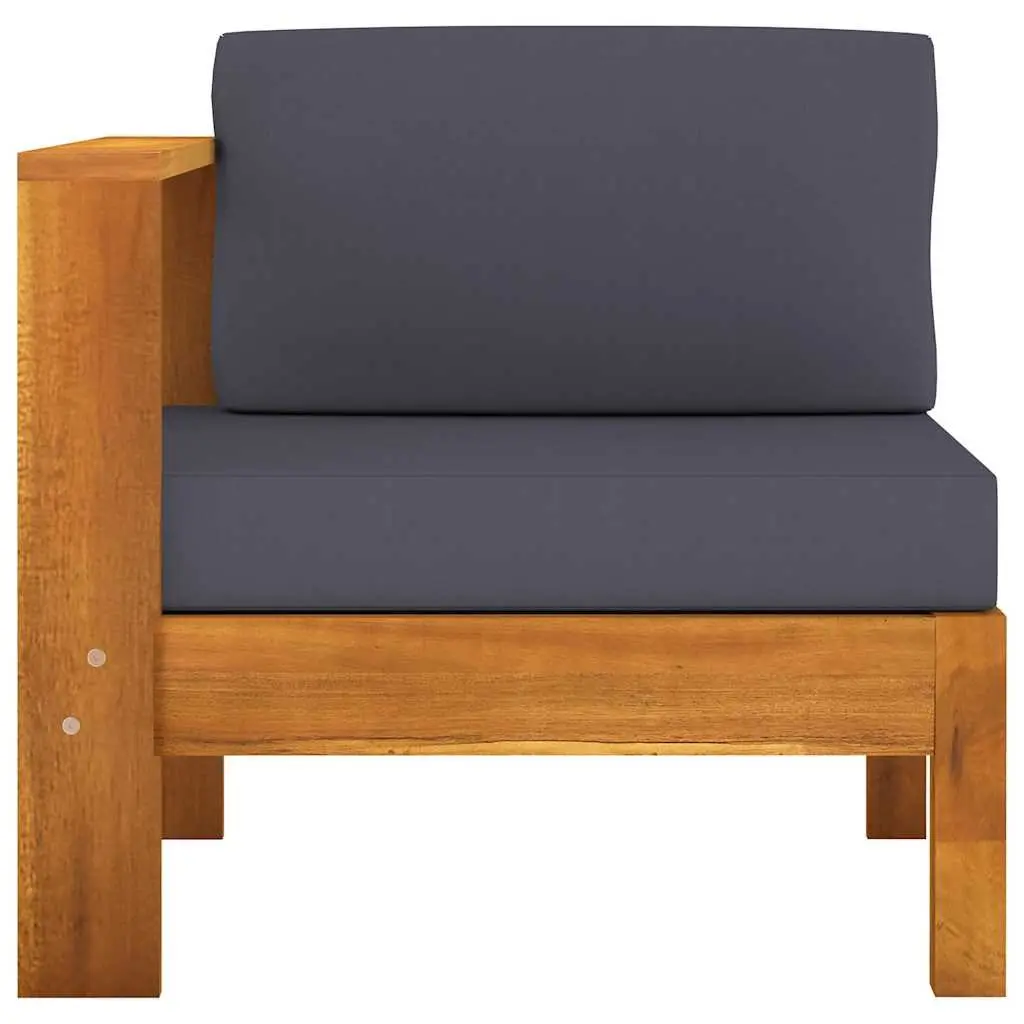 Acacia Wood 3-Seater Garden Sofa Outdoor Furniture with Thick Grey Cushions