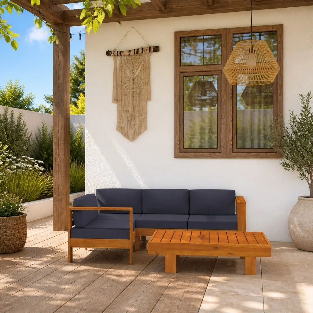 5 Piece Garden Lounge Set Acacia Wood Outdoor Furniture Patio Seating