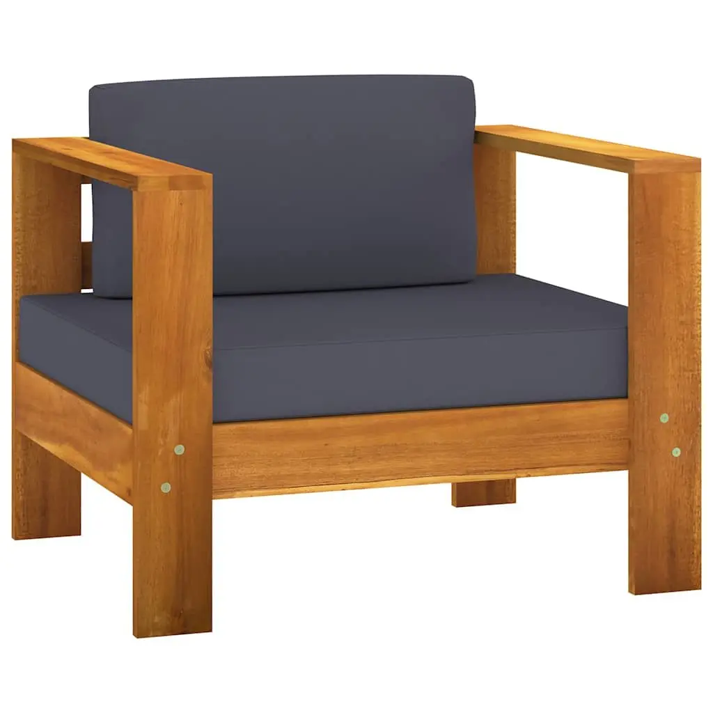 7 Piece Lounge Set Acacia Wood Outdoor Furniture Grey Cushions Suitable for Garden Patio Balcony