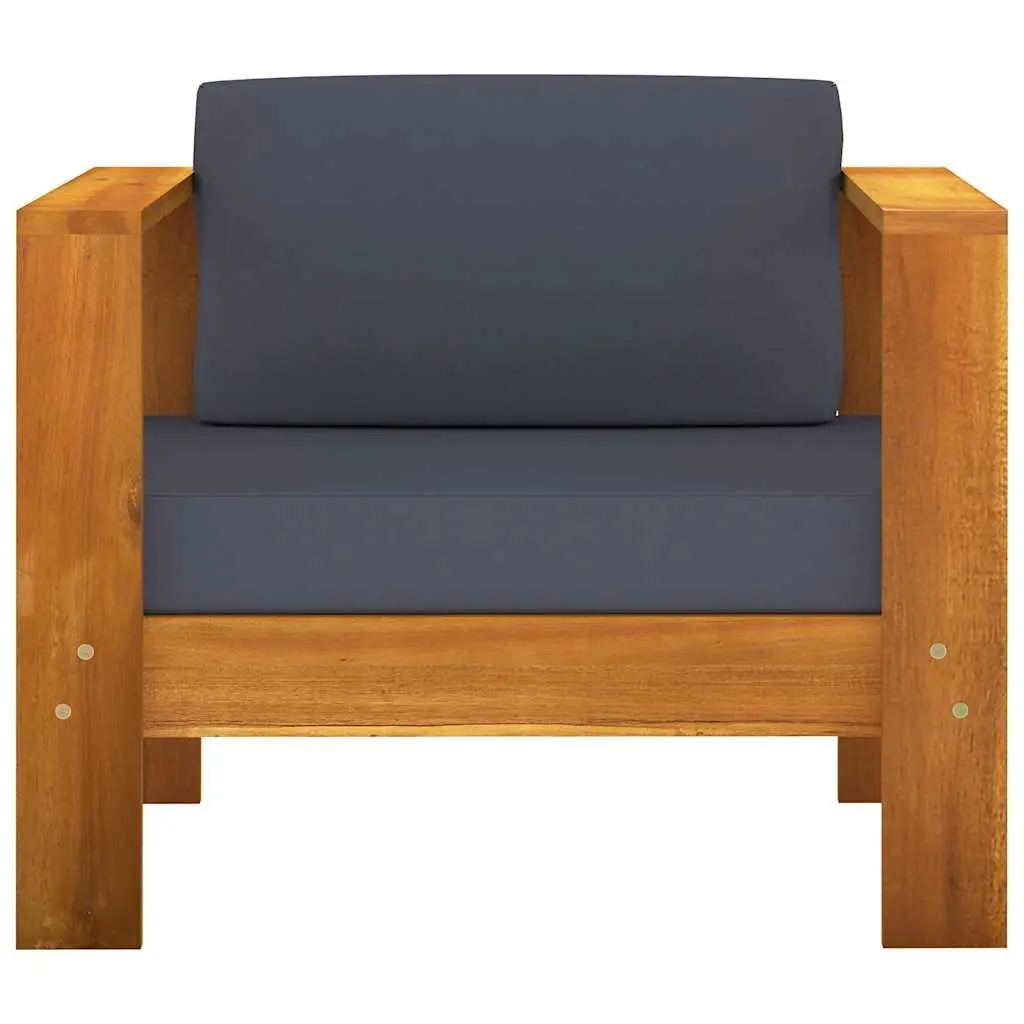 7 Piece Lounge Set Acacia Wood Outdoor Furniture Grey Cushions Suitable for Garden Patio Balcony