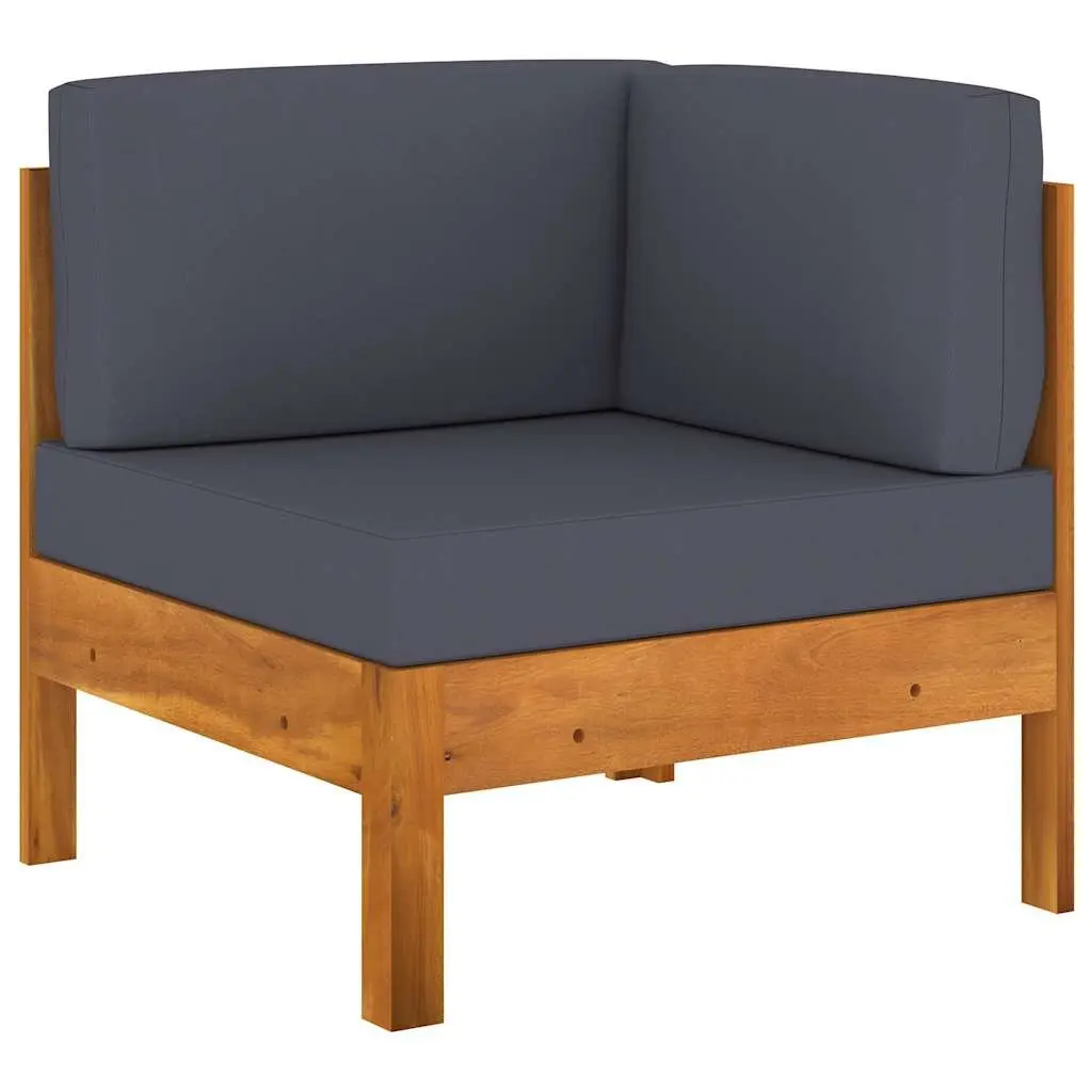 Garden Lounge Set Acacia Wood 8 Piece with Grey Cushions