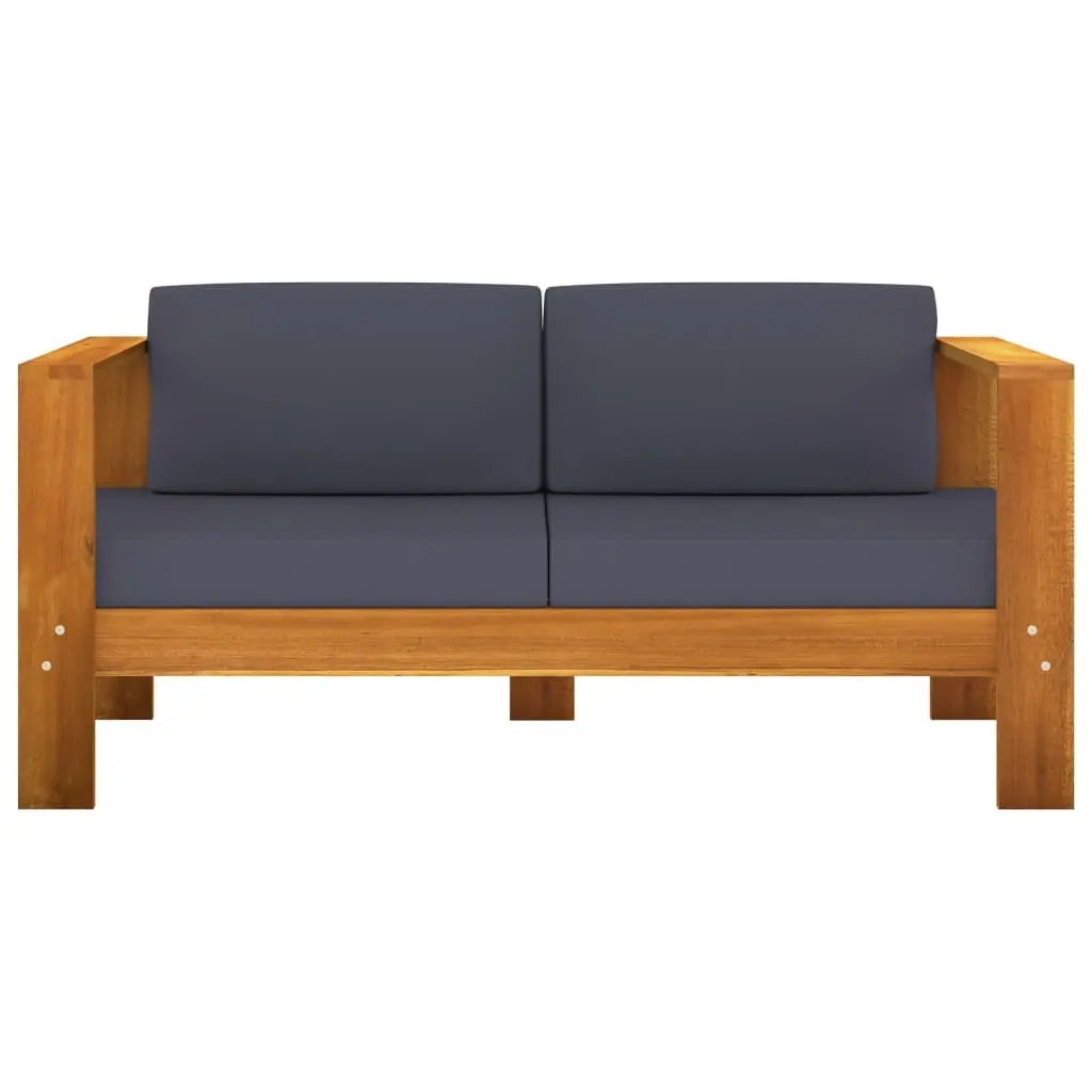 Garden Lounge Set 9 Piece Acacia Wood Outdoor Furniture Grey Cushions