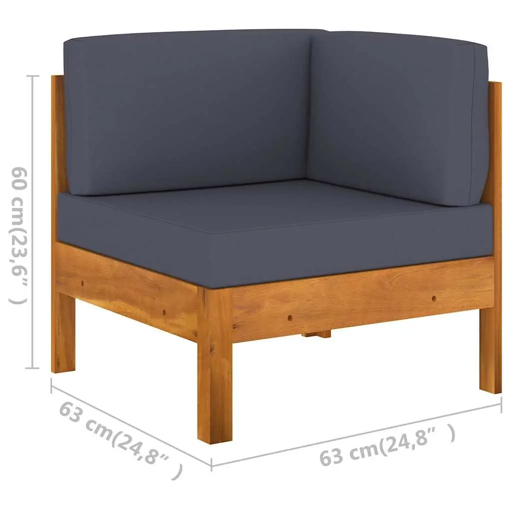 9 Piece Outdoor Garden Lounge Set Acacia Wood Grey Cushions Patio Furniture