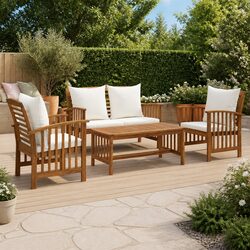 Versatile 4 Piece Garden Lounge Set with Cushions