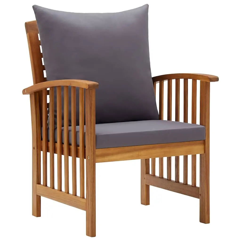 Garden Lounge Set 4 Piece Outdoor Furniture Grey Cushions Solid Acacia Wood