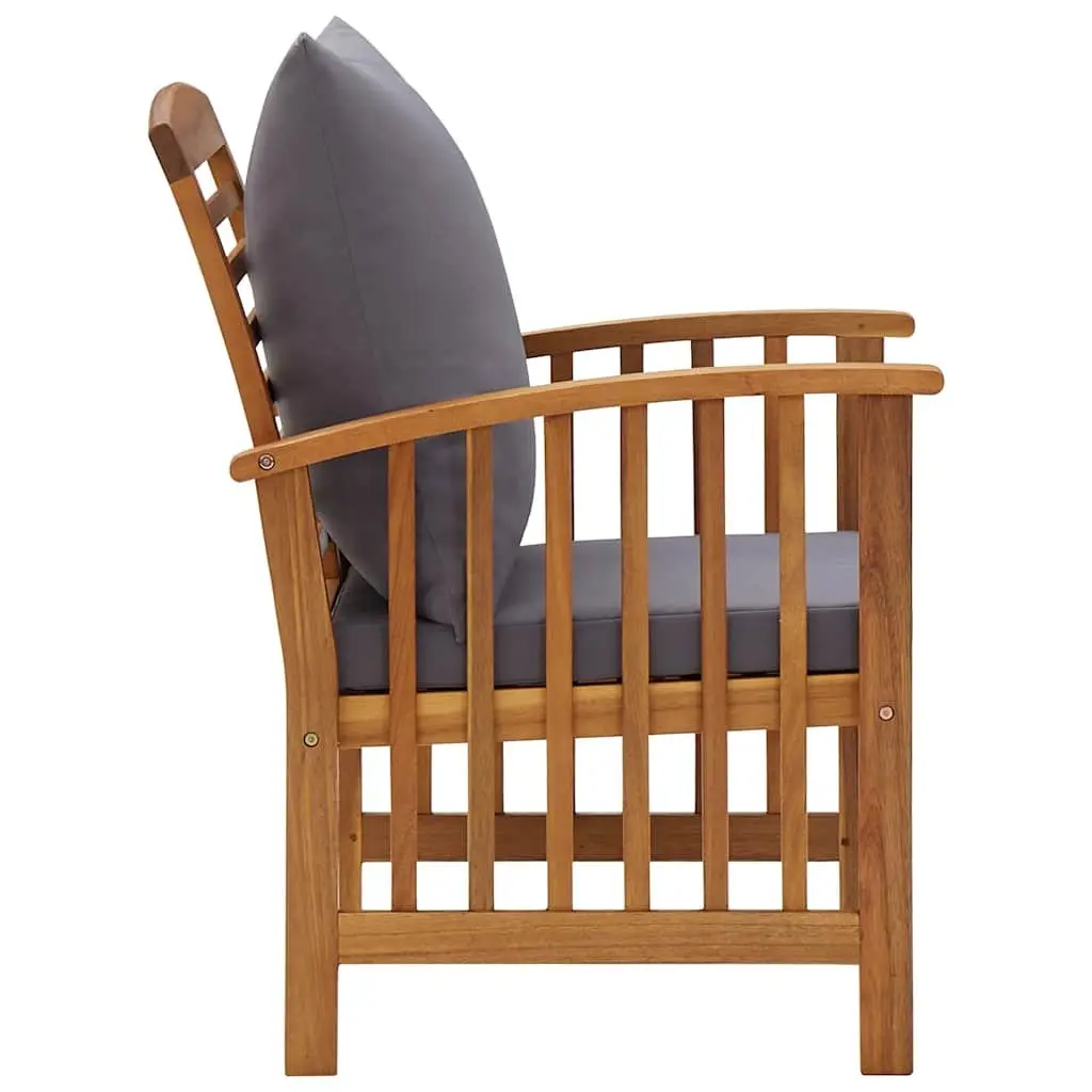 Garden Lounge Set 4 Piece Outdoor Furniture Grey Cushions Solid Acacia Wood