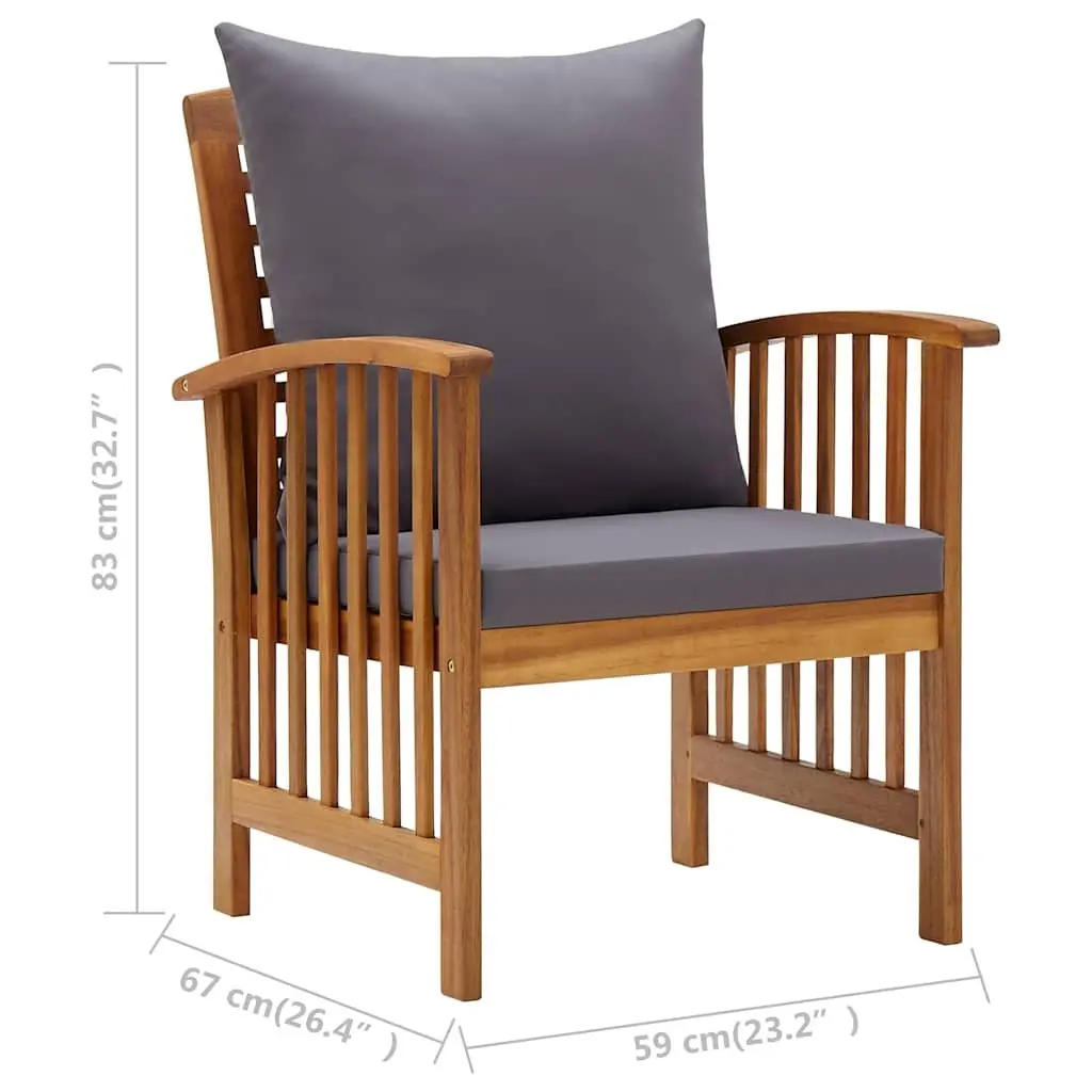 5 Piece Garden Lounge Set Solid Acacia Wood Outdoor Patio Furniture with Cushions