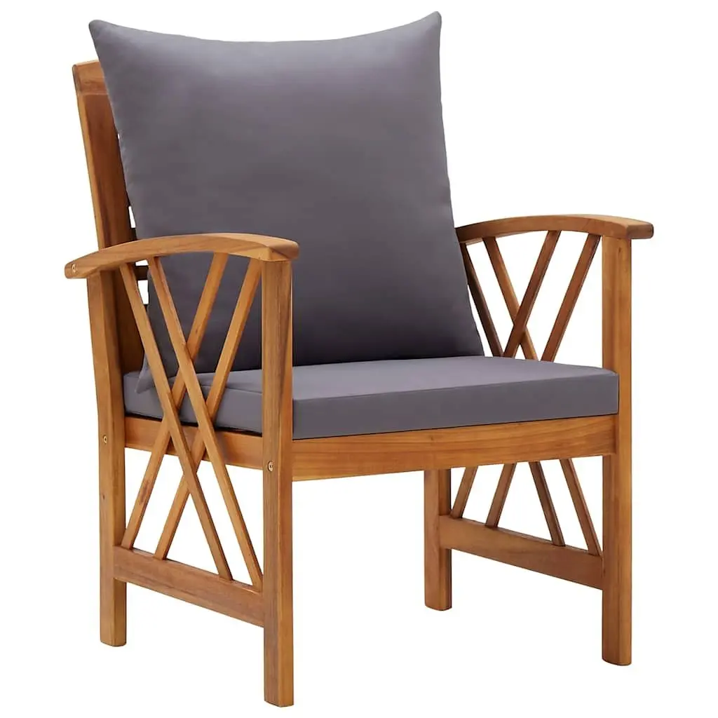 Garden Lounge Set Solid Acacia Wood 4 Piece Outdoor Furniture with Cushions