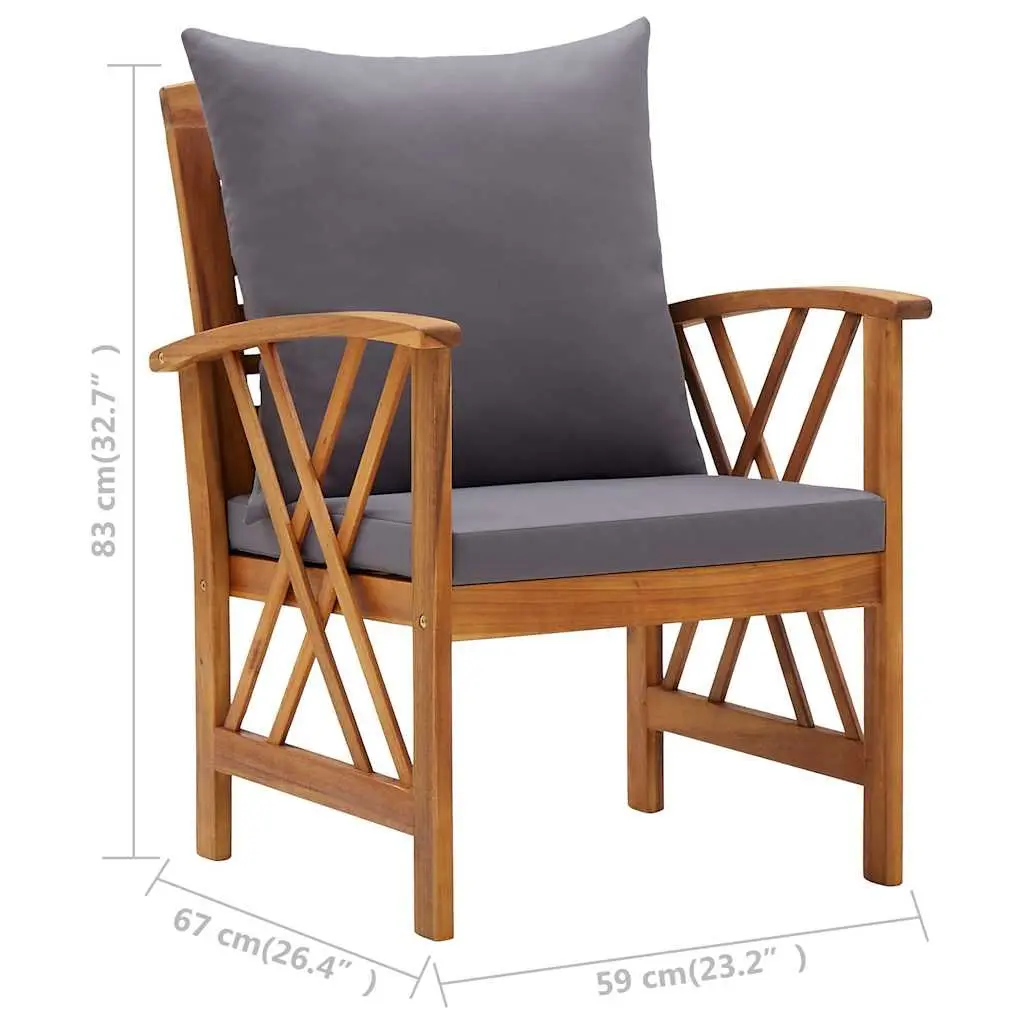 5 Piece Garden Lounge Set Solid Acacia Wood Outdoor Furniture with Cushions