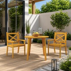 Enjoy Outdoor Meals with This 3 Piece Acacia Set