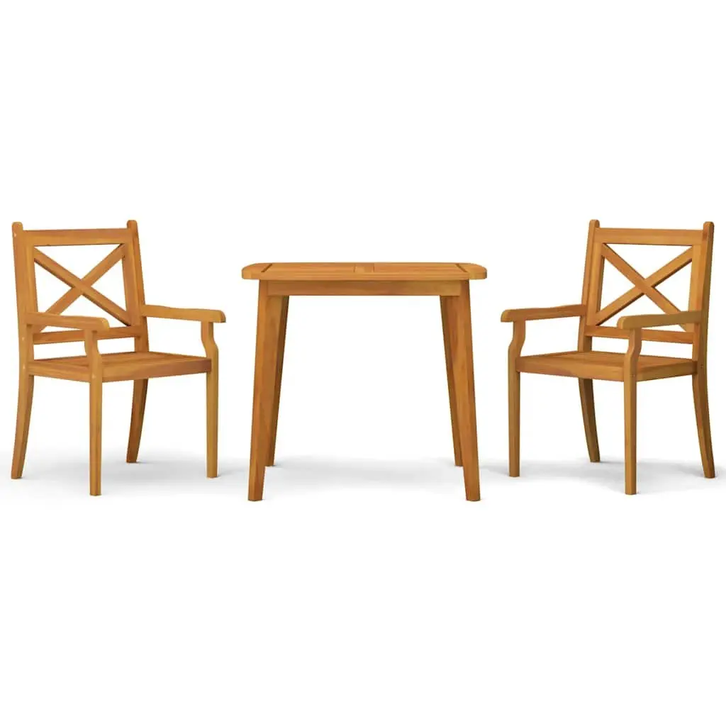 3 Piece Garden Dining Set Solid Acacia Wood Slatted Patio Outdoor Furniture