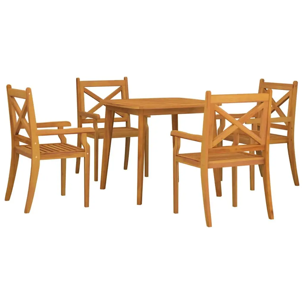 Garden Dining Set Solid Acacia Wood 5 Piece Brown