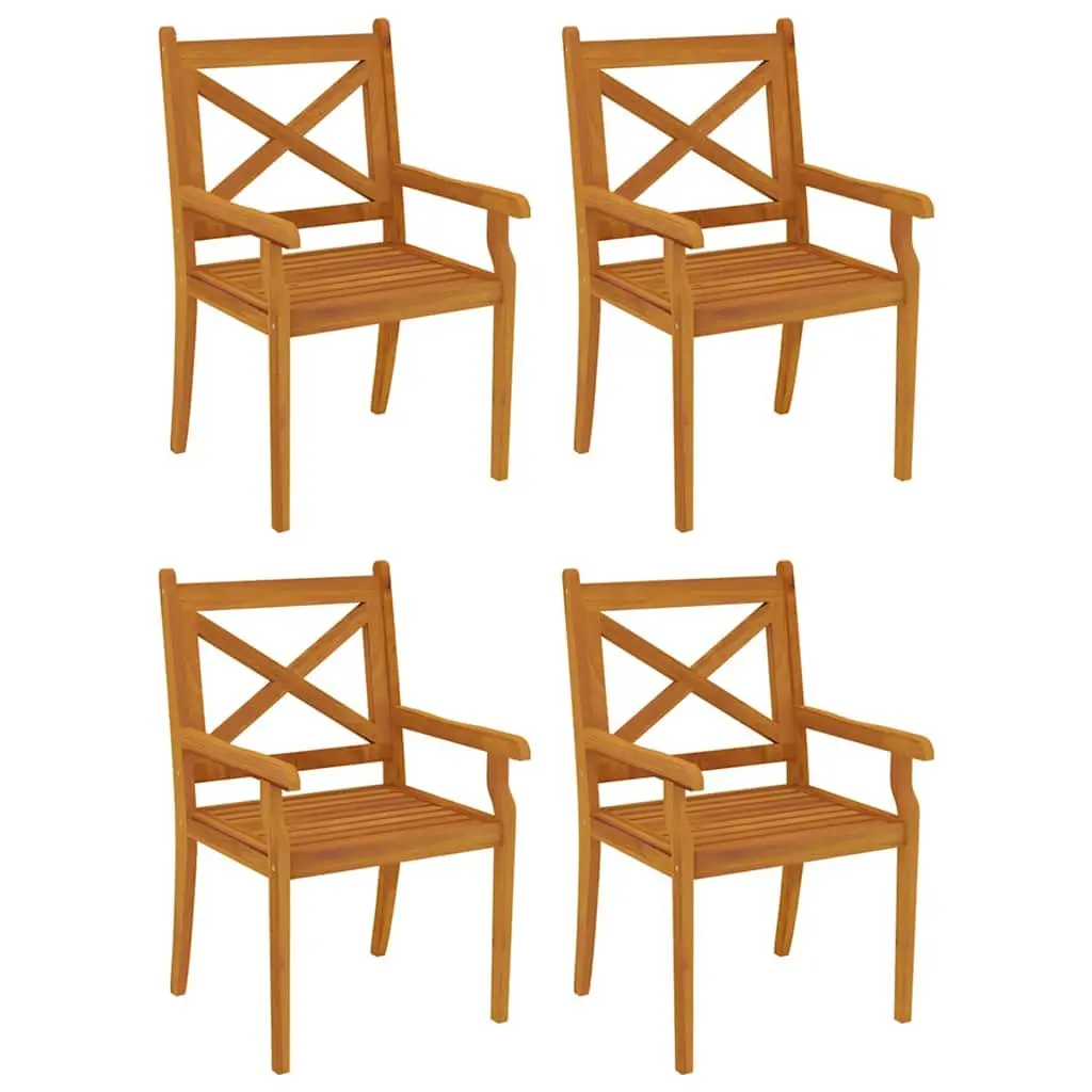 5 Piece Outdoor Garden Dining Set Solid Acacia Wood Patio Table and Chairs Brown