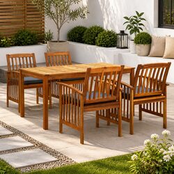 Garden Dining Set 5 Piece Outdoor Patio Furniture Acacia Wood Table Chairs
