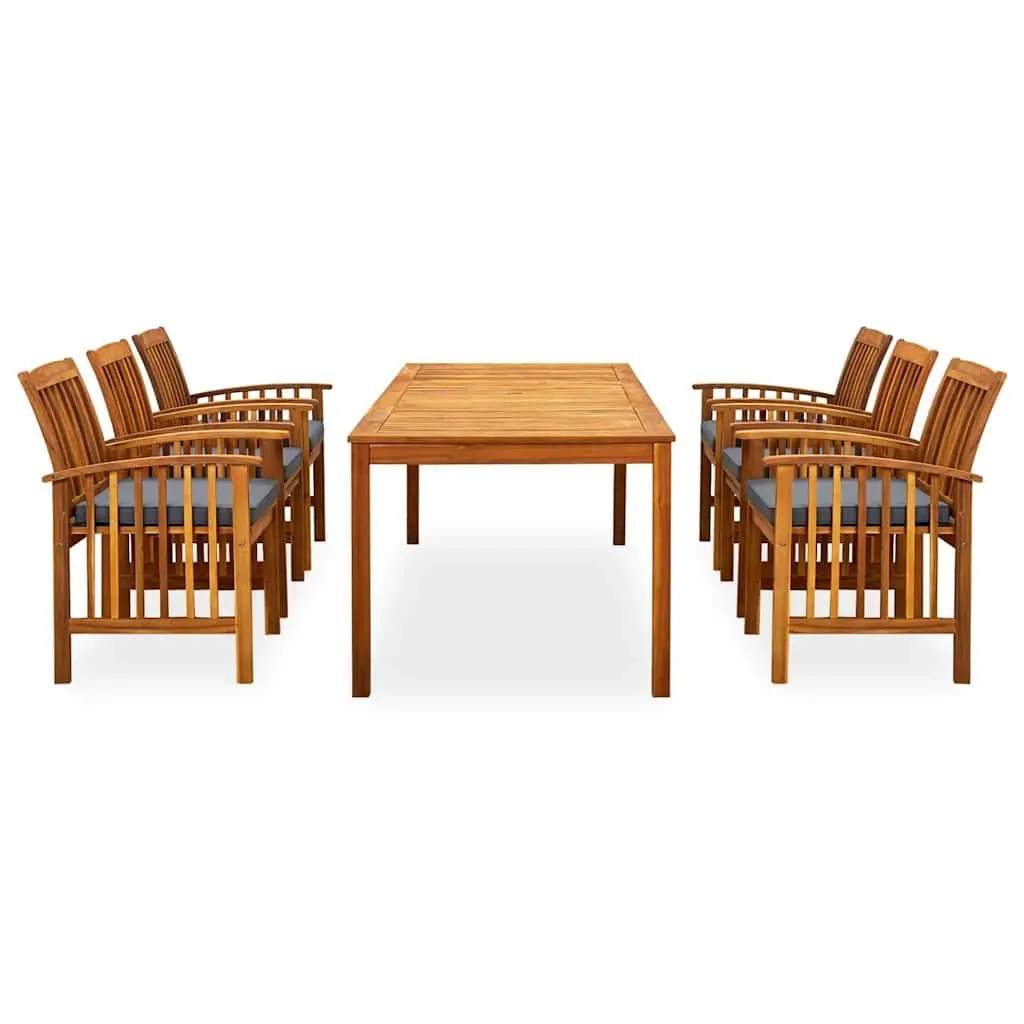 Garden Dining Set 7 Piece Outdoor Patio Table with Cushions Acacia Wood