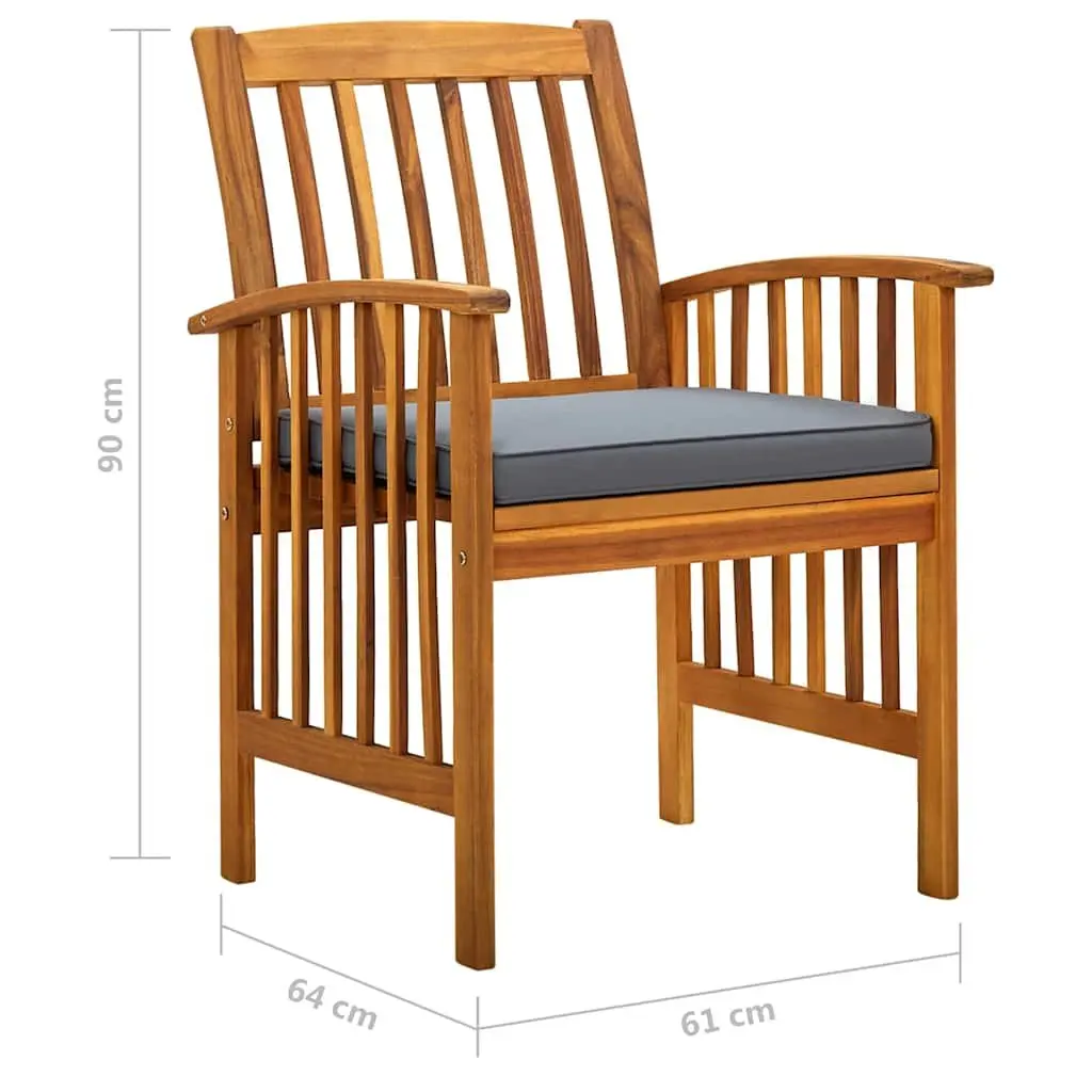 Garden Dining Set 7 Piece Outdoor Patio Table with Cushions Acacia Wood