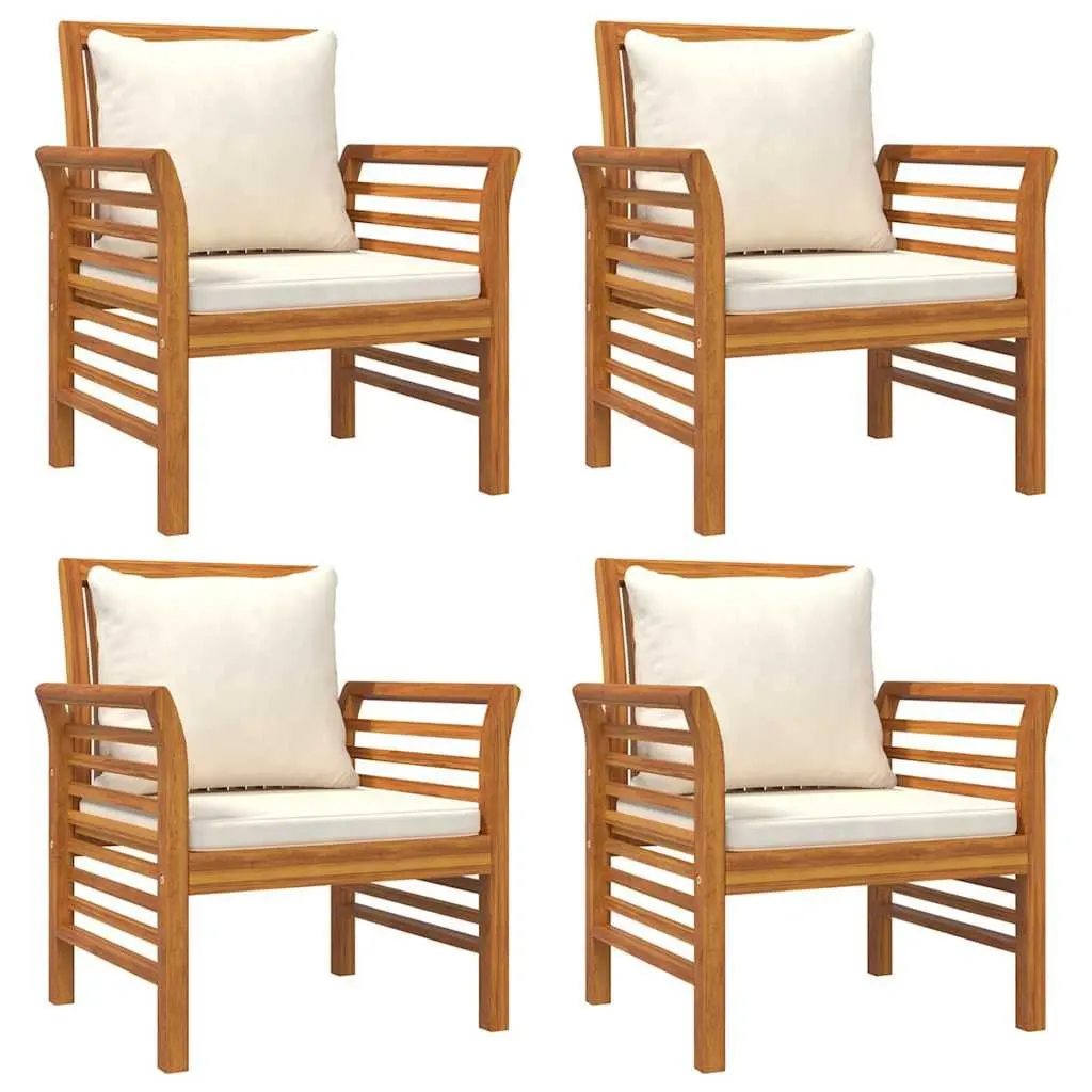 Garden Lounge Set Solid Acacia Wood 5 Piece Outdoor Furniture with Cushions Brown